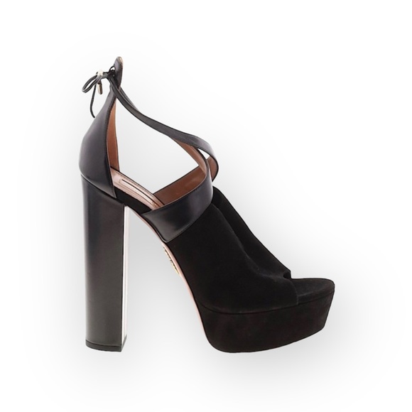 HTF: new Aquazzurra ☻︎ Kaya Plateau Platform Suede Sandals ☻︎ Red Carpet 40.5 10 - Picture 16 of 17